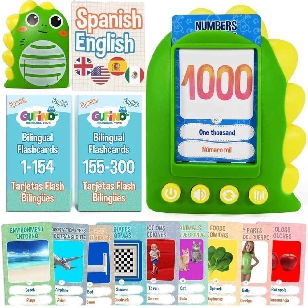Brand New Bilingual Interactive Learning Word E-Book & Flashcards Toy Spanish